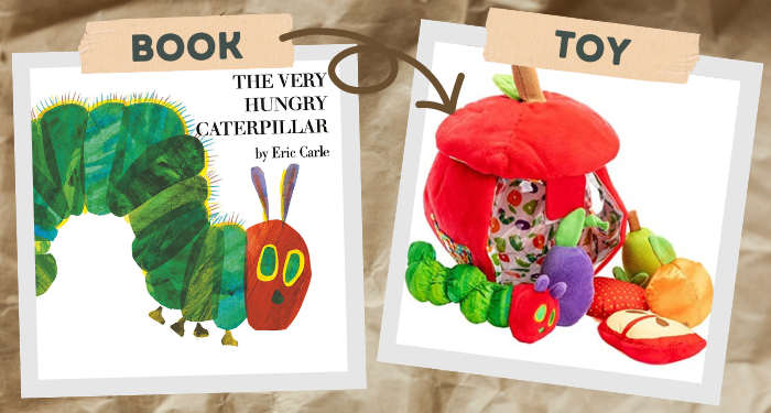 a graphic of The Very Hungry Caterpillar and a themed toy