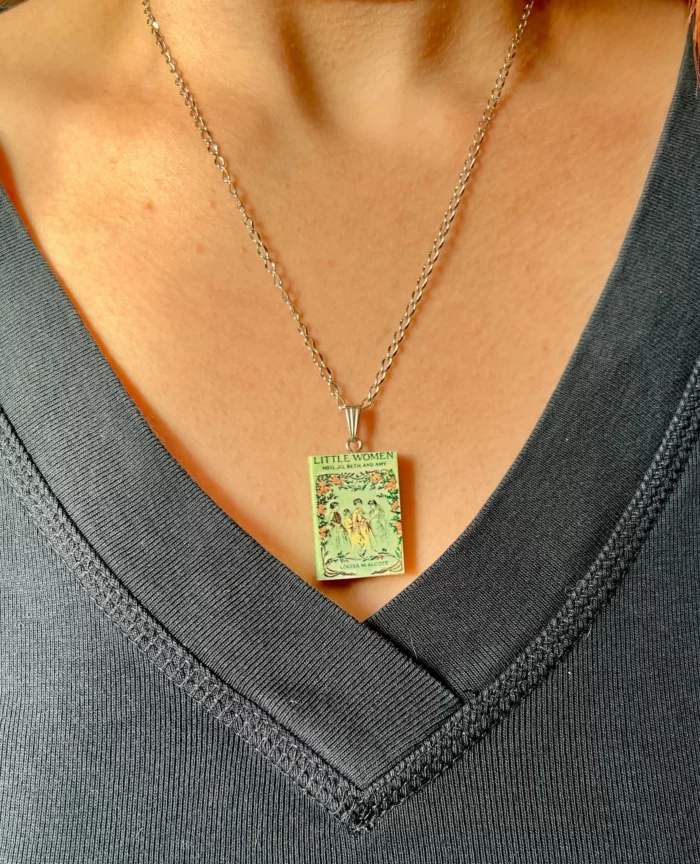 Mini book necklace