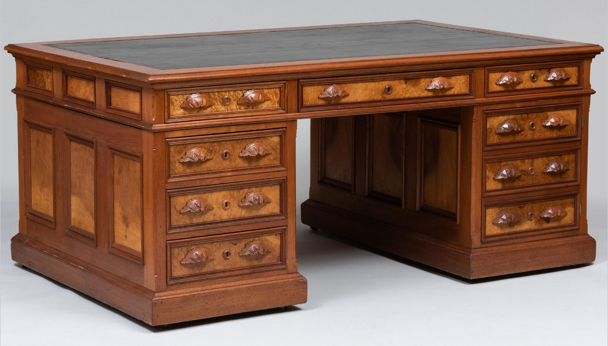 a large wooden writing desk