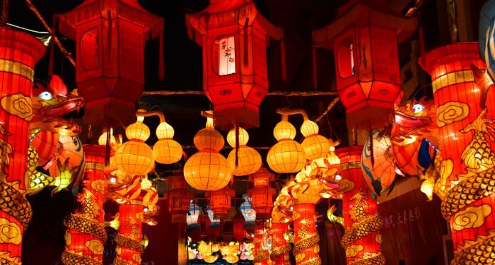 Chinese New Year decorations: lanterns and lights
