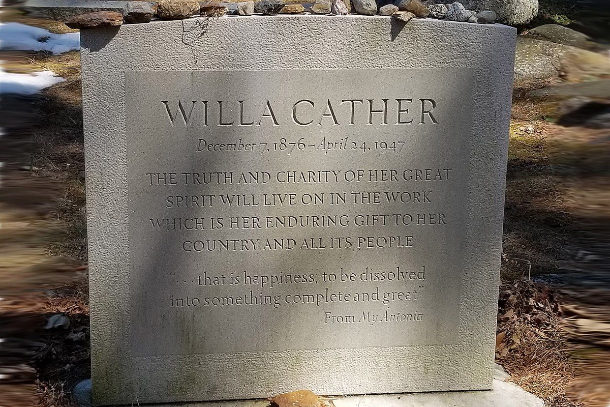 a photo of Willa Cather's gravestone