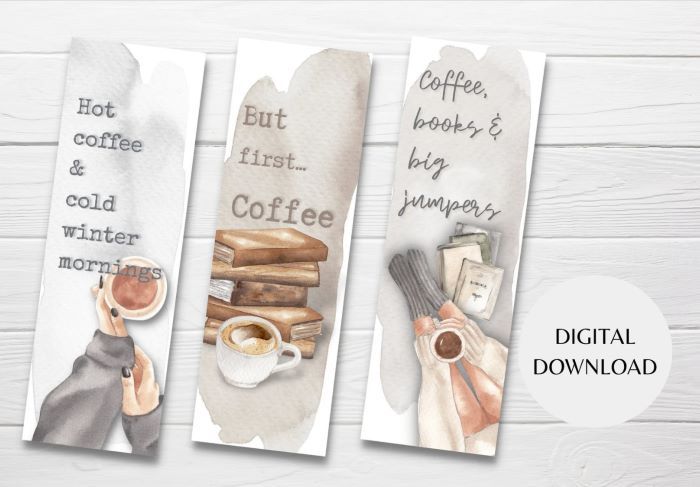 books and coffee printable bookmarks