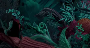an illustration of dark, tangled greenery