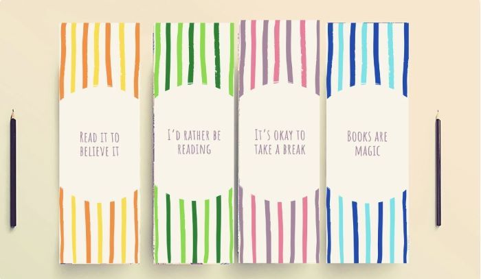 Printable Bookmarks Set of 4