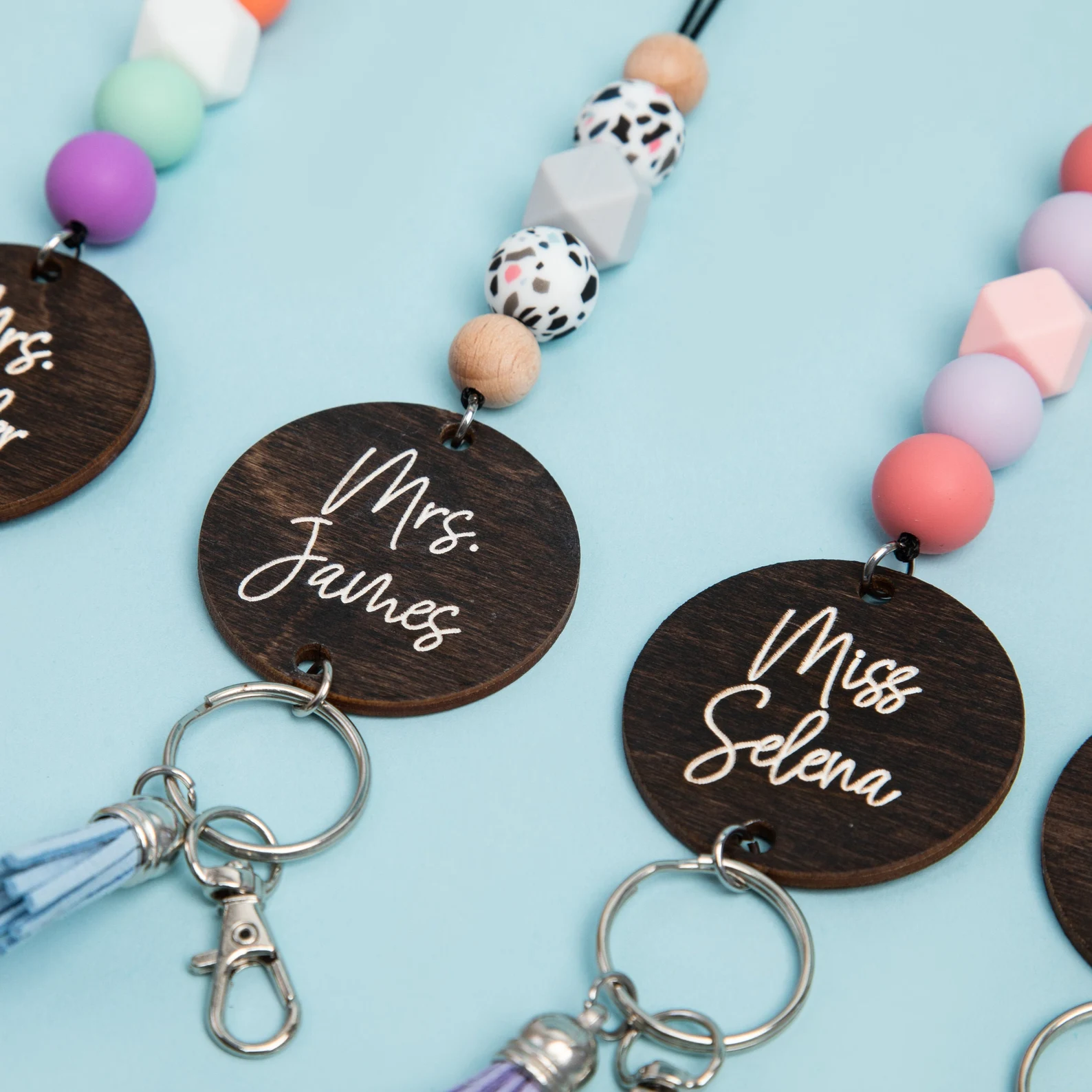 Personalized Teacher Lanyard With Wooden Apple And Pencil Beads, Custom Name Apple Teacher Lanyard, Back To School Teacher Gift - Ireland