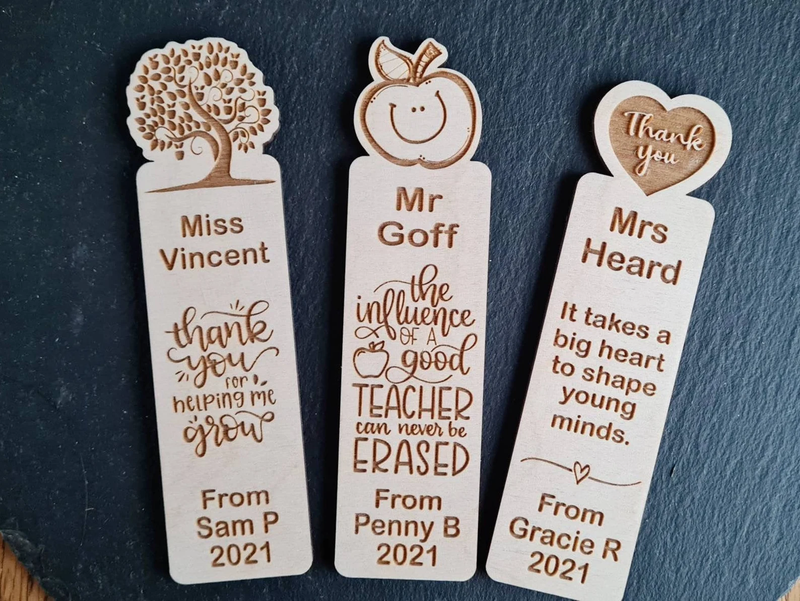 picture of personalized wooden teacher bookmark gift