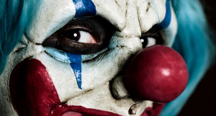 closeup image of a clown face