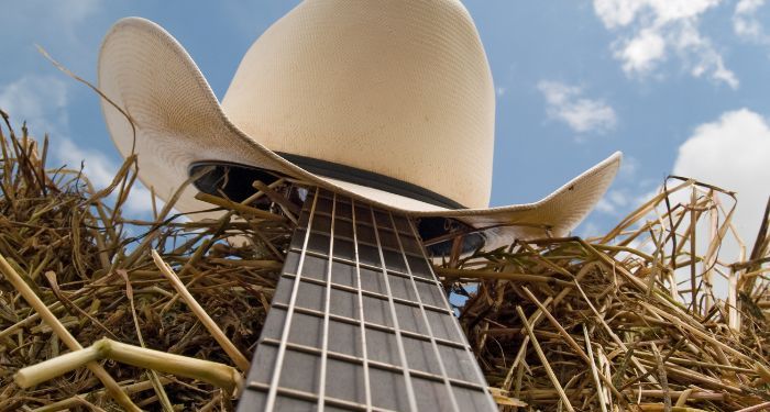 cowboy hat on a guitar