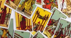 tarot cards scattered