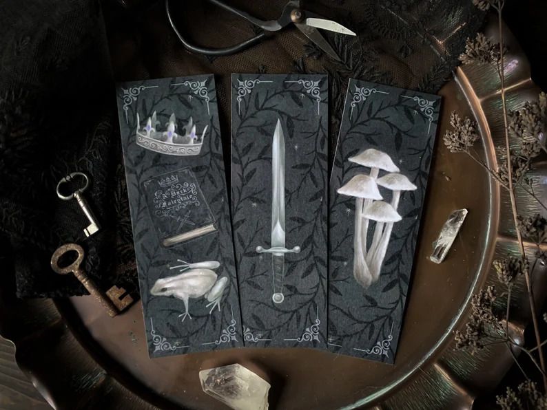 Set of dark fairytale bookmarks
