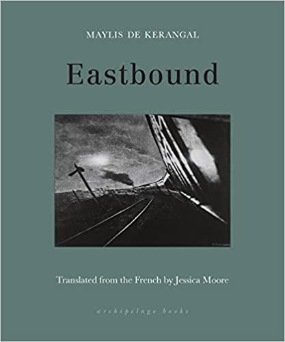 the cover of Eastbound, showing a black and white photo of train tracks