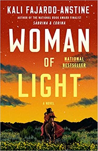 the cover of Woman of Light, showing an illustration of a person on horseback riding into the sunset
