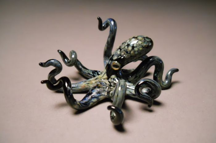 a phot of a blown glass octopus