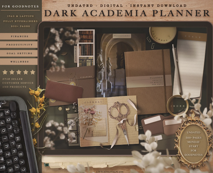 dark academia digital planner