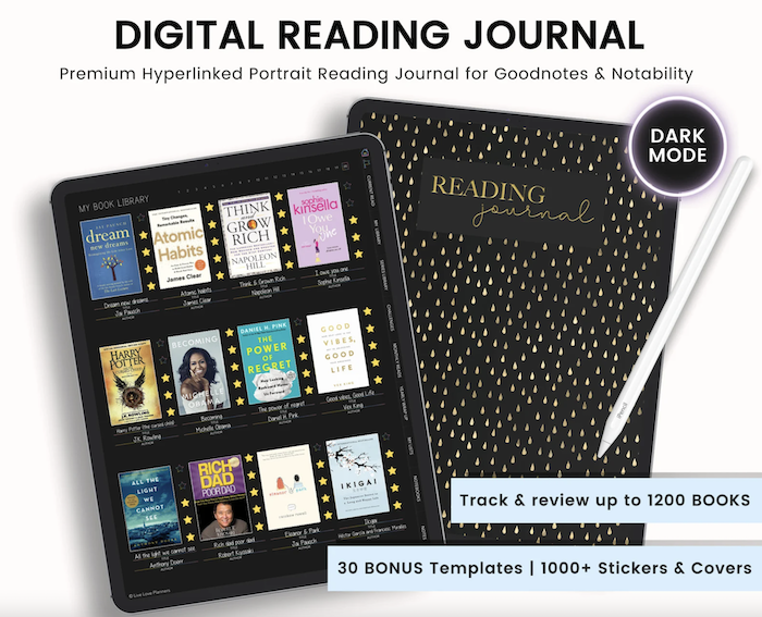 dark-themed digital reading journal