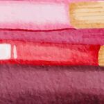Image of pink and red watercolor book spines