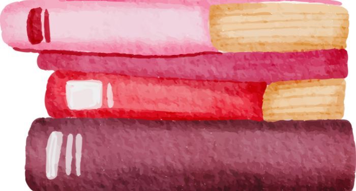 Image of pink and red watercolor book spines