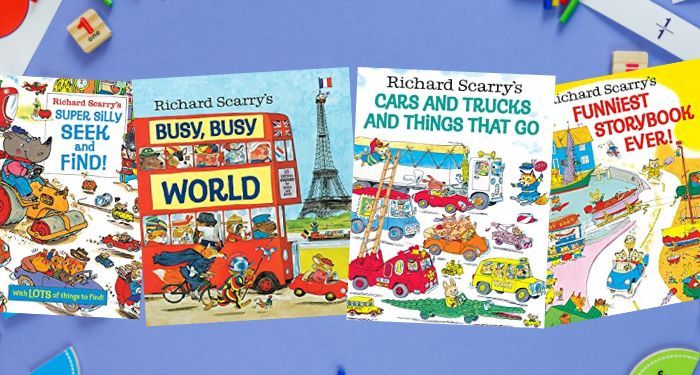 collage of four covers of Richard Scarry children's books