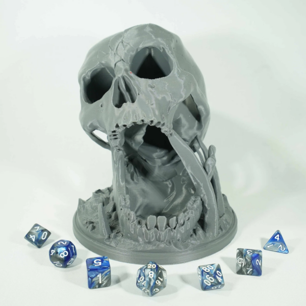 dnd dice roller in the shape of a skull with an open mouth