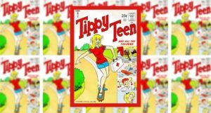 a repeating collage of covers of he Tippy Teen comic