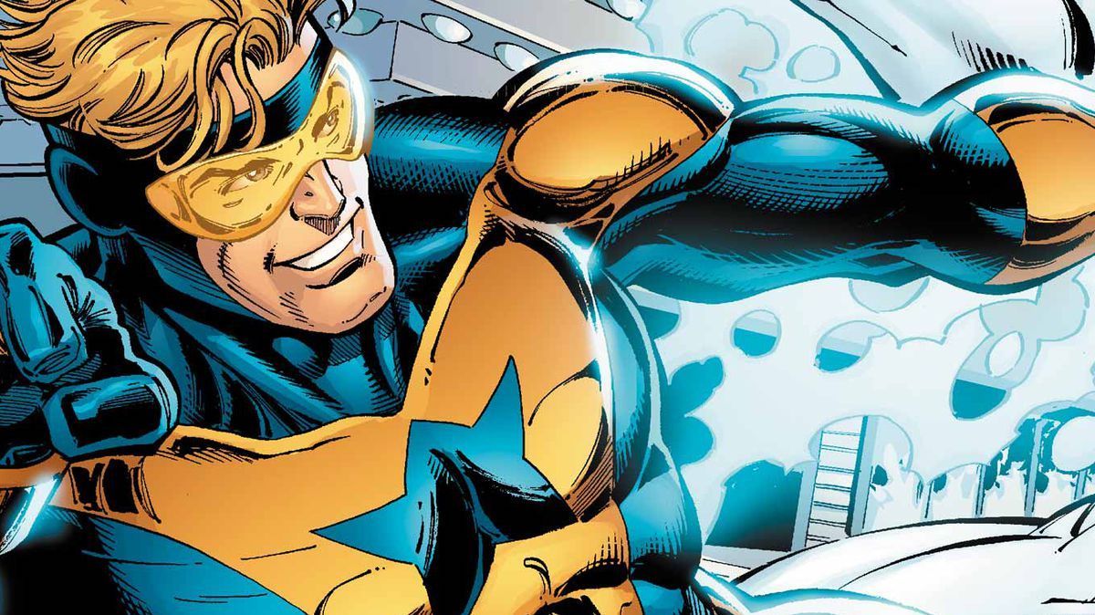 an image of Booster Gold grinning