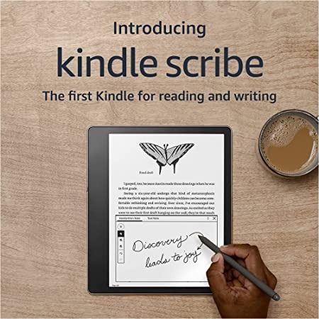 an image of someone writing a note on the Kindle Scribe: a large ereader with a stylus