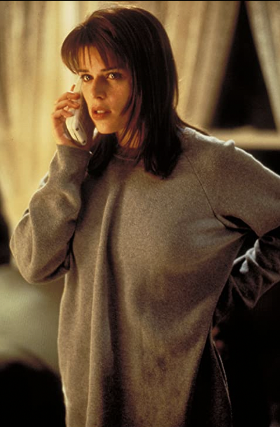 Movie still of Neve Campbell as Sidney Prescott in Scream