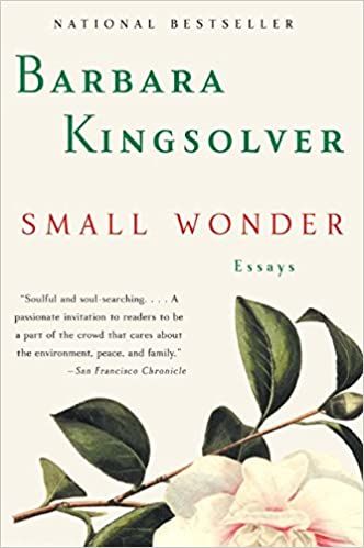 cover of Small Wonder: Essays by Barbara Kingsolver; white with an illustration of a white flower at the bottom