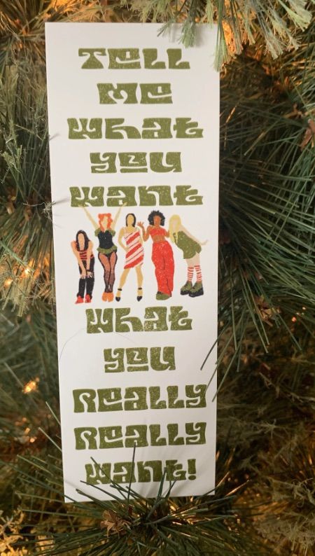 Image of a bookmark featuring a sketch of the Spice Girls
