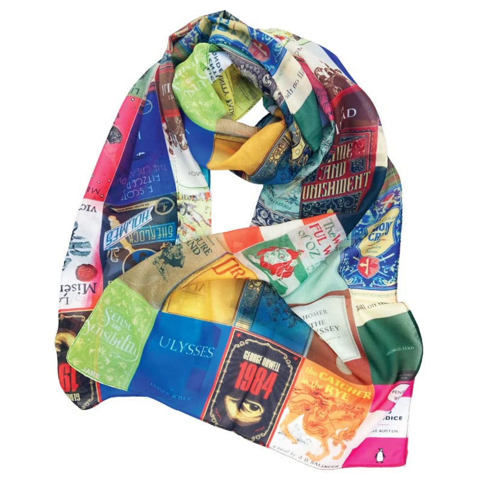 Scarf with multiple classic Western literature book covers