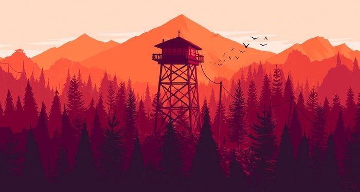 a scene showing the Firewatch tower