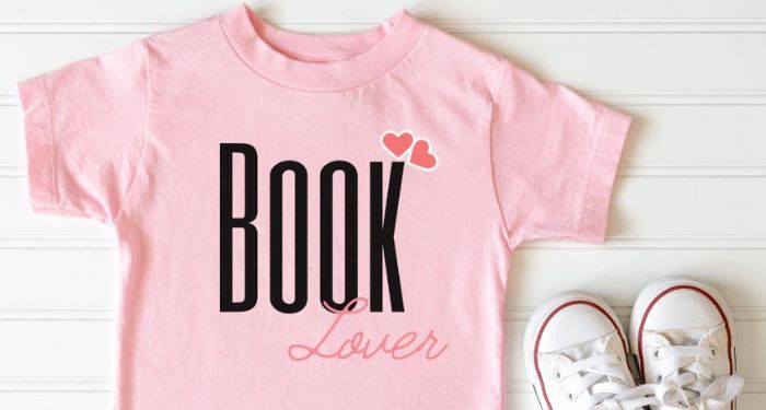 pink book lover tee for kids
