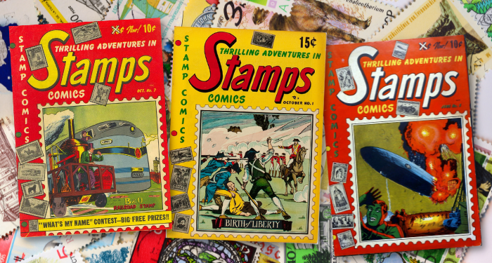 a collage of Stamp Comics