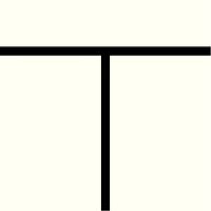 Tertulia logo, a black letter T against a cream background
