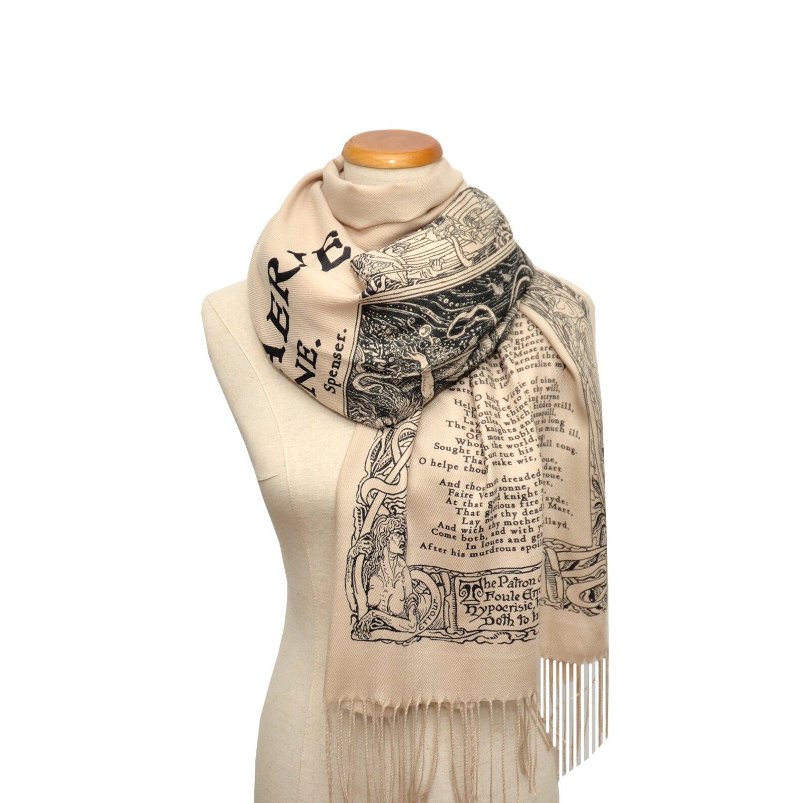 Picture of scarf with The Faerie Queene poem by Edmund Spenser printed on it