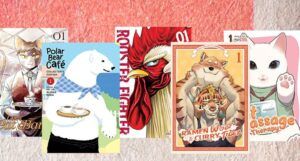 cute animal manga cover collage