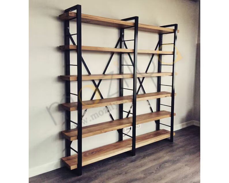 Large bookcase with solid wood shelves