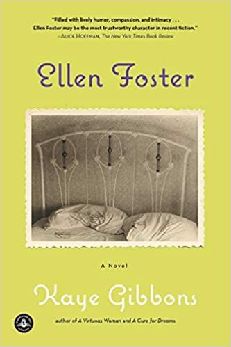 cover of Ellen Foster by Kaye Gibbons; picture of a white metal headboard and pillows