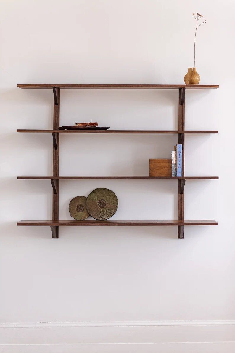 Modular solid wood floating bookshelf