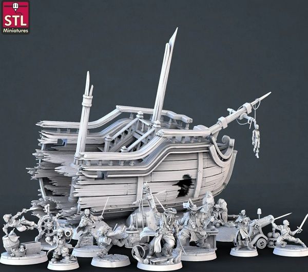 Image of Pirate set D&D Miniatures from FilamentFarm on Etsy