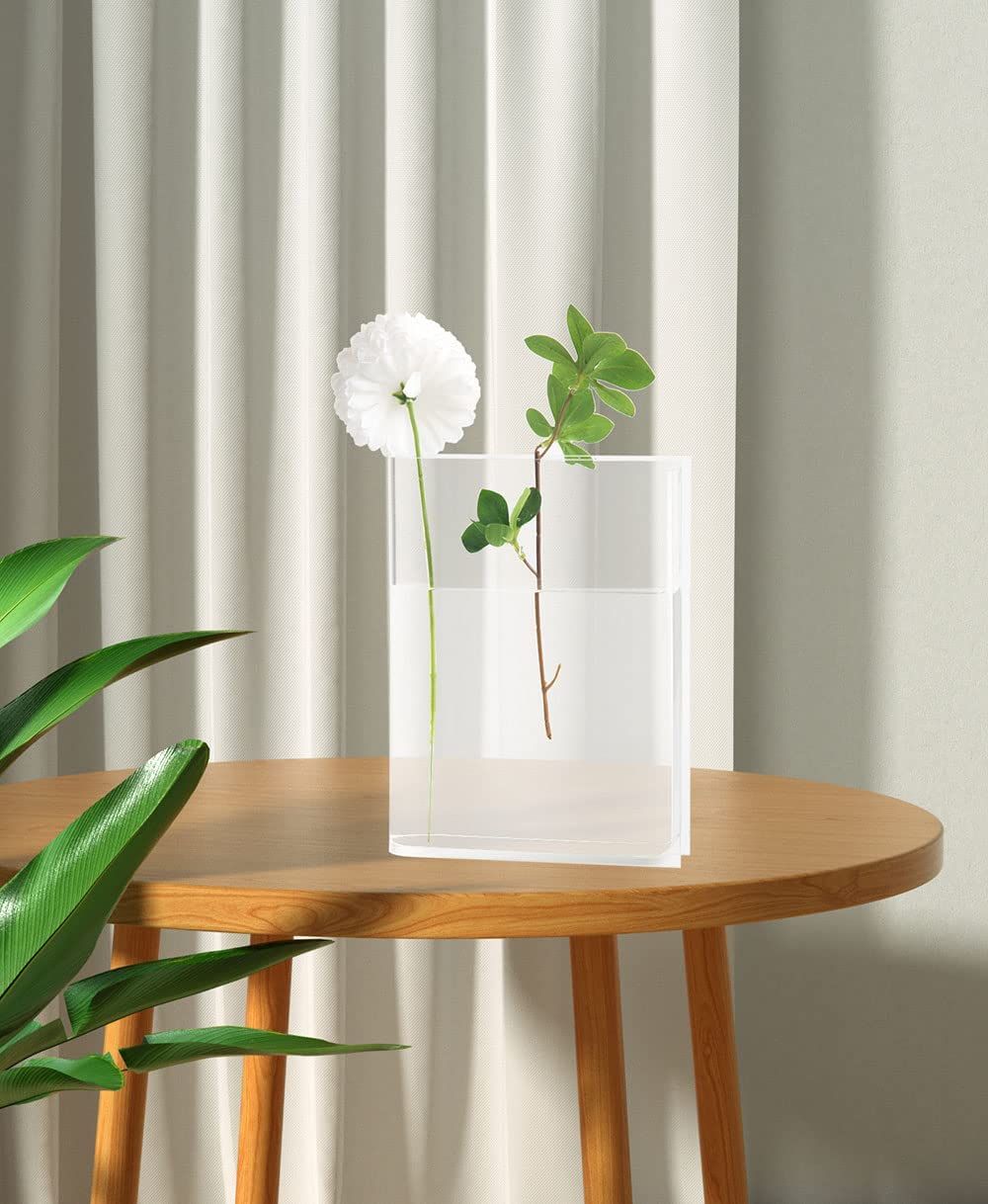 Clear acrylic vase in shape of a book