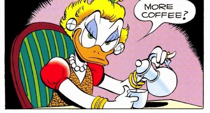glittering goldie scrooge mcduck. comic panel