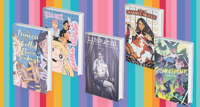 a collage of five of the covers of the books listed