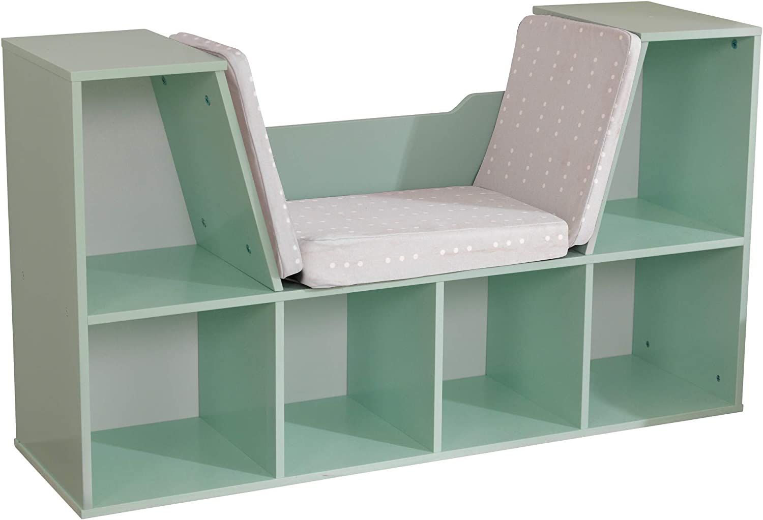 Mint green KidKraft Bookcase with built in reading nook seat