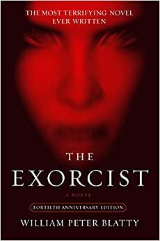 cover of The Exorcist by William Peter Blatty; image of a ghostly face in shades of red