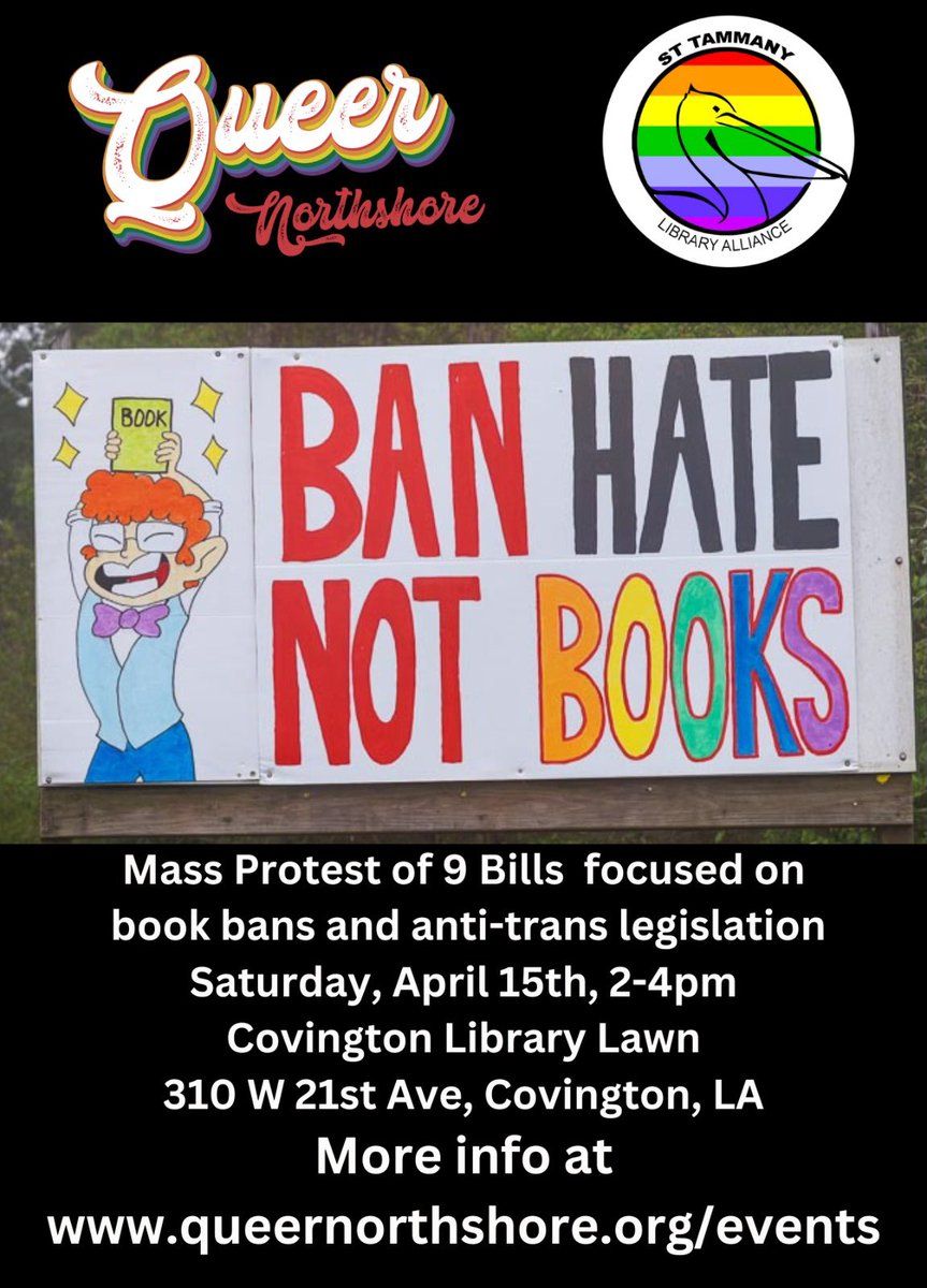 Image of flier with information about april 15 protest against banned books. 