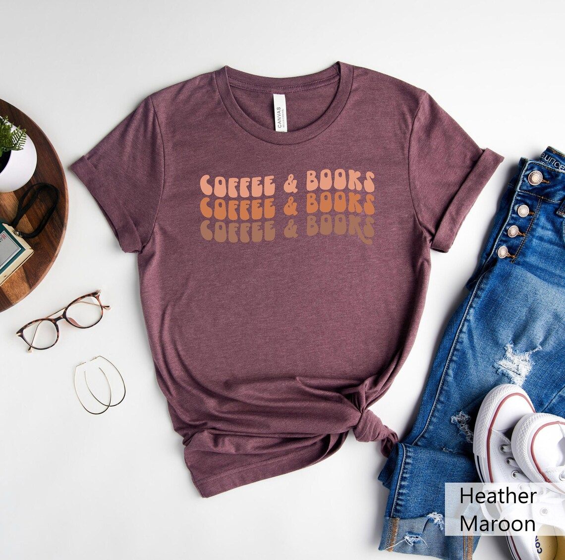 coffee & books retro tee