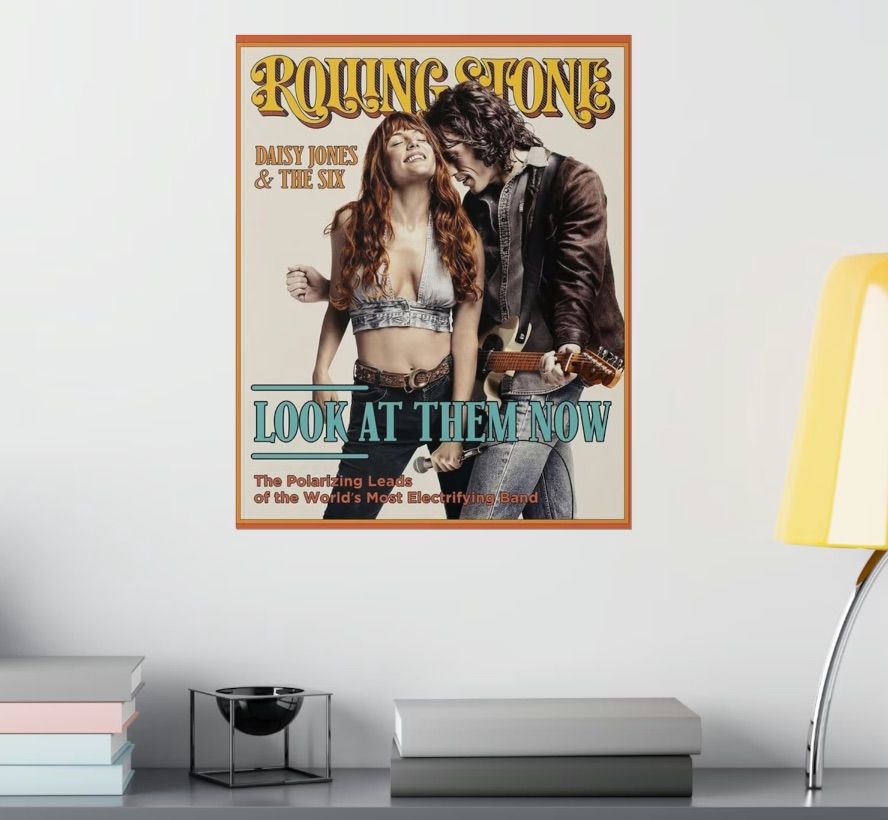 Image of a print that is a mockup Rolling Stone cover featuring Daisy Jones