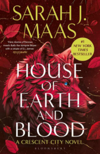 the new cover of House of Earth and Blood, with an AI-generated image of a wolf