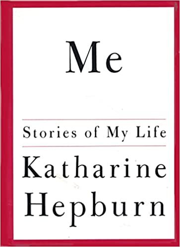 cover of Me: Stories of My Life by Katharine Hepburn; white with black text; no image